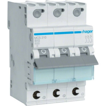 Автоматический выключатель HAGER 3P 6kA C-10A QC 3M